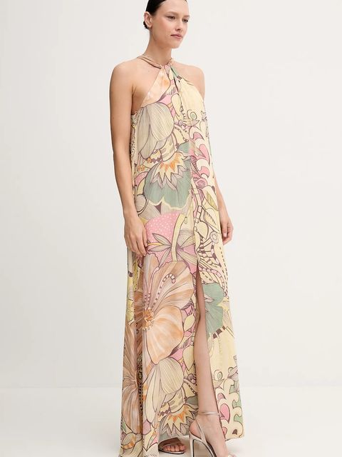 Sandro Ferrone sukienka kolor beżowy maxi rozkloszowana S18XBERANDOM