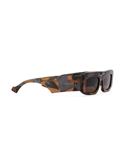 Gucci Eyewear graphic-print rectangular-frame sunglasses - Brown - zdjęcie produktu nr 2