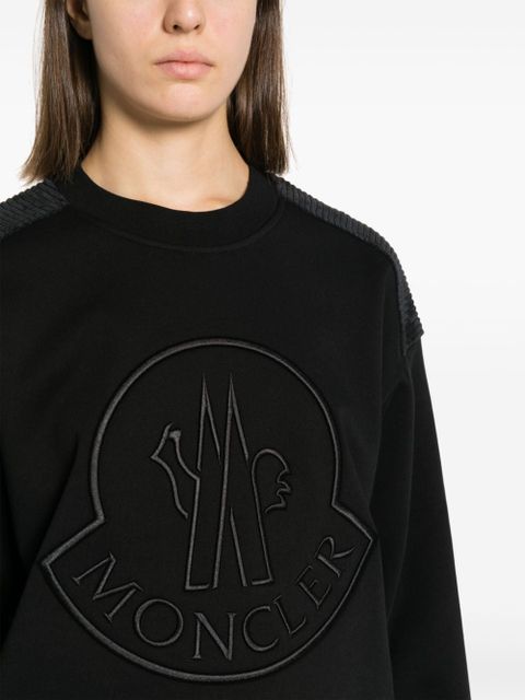 Moncler logo-embroidered cotton-blend sweatshirt - Black