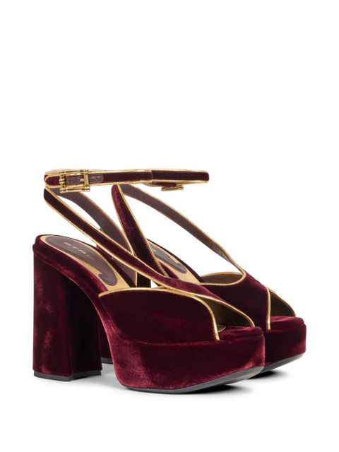 ETRO velvet metallic-trim platform sandals - Red - zdjęcie produktu nr 2