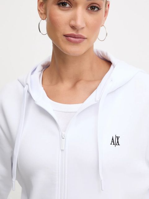 Armani Exchange bluza damska kolor biały z kapturem gładka XW000822 AF10818