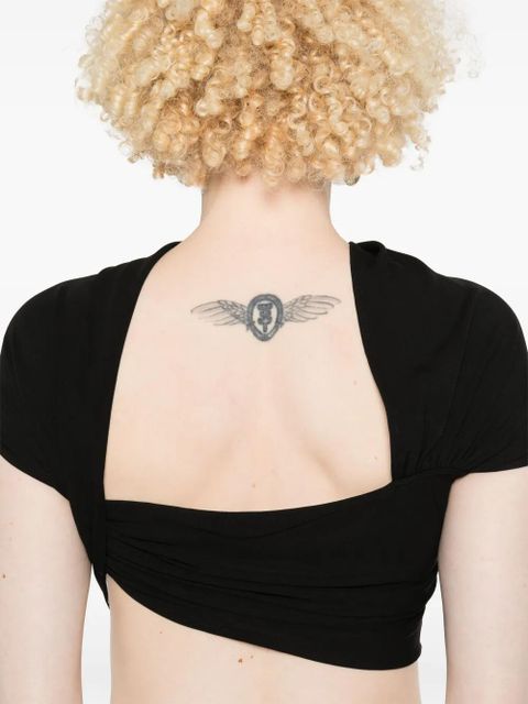 Casablanca crepe draped crop top - Black