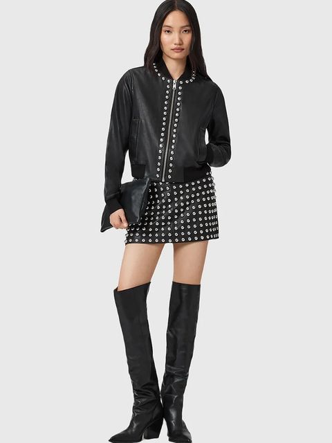 AllSaints kurtka skórzana ORTEN kolor czarny przejściowa W032LD