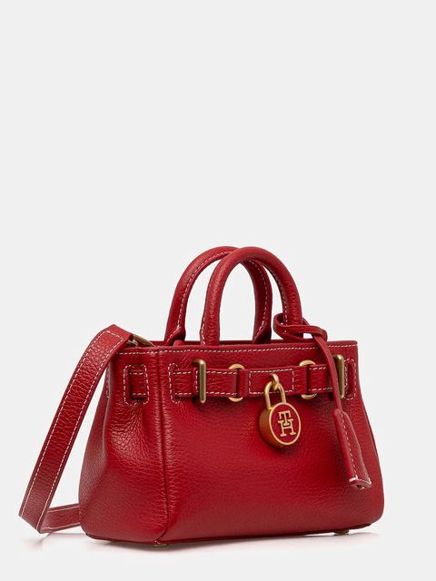 Tommy Hilfiger torebka skórzana kolor czerwony AW0AW18167 - zdjęcie produktu nr 2