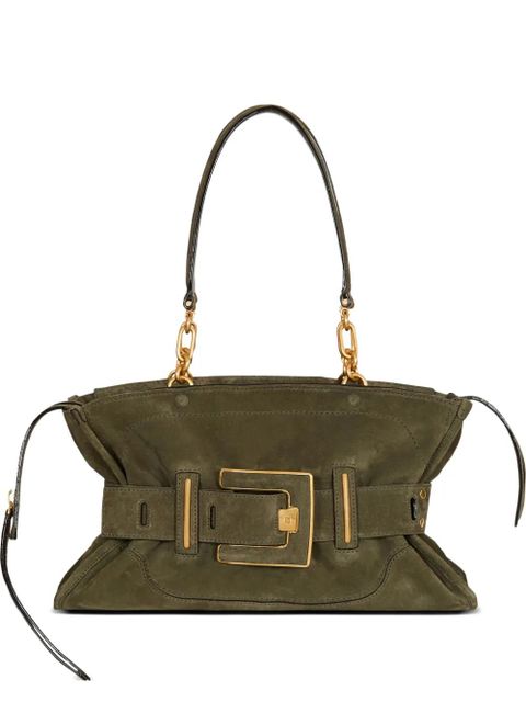 Balmain Anthem suede shoulder bag - Green - zdjęcie produktu nr 1