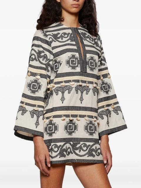 Johanna Ortiz Temple embroidered-tassels tunic - Neutrals