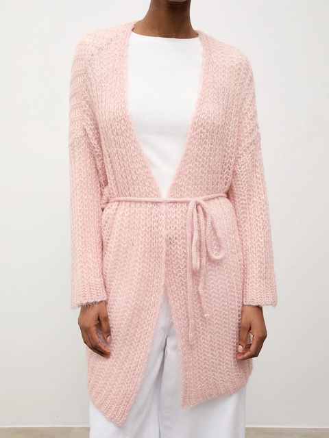 Answear.LAB kardigan z dodatkiem wełny damski kolor różowy lekki