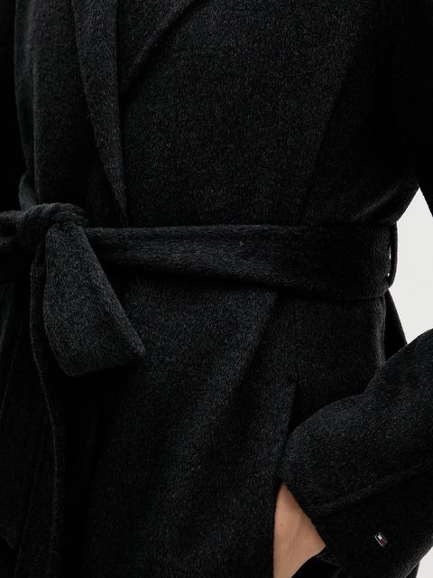 Tommy Hilfiger płaszcz z wełną kolor szary WW0WW47286