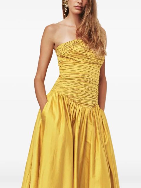 Aje Marigold strapless pocket midi dress - Yellow