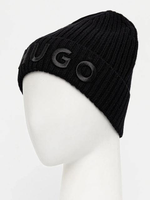 HUGO czapka wełniana kolor czarny 50524129 - zdjęcie produktu nr 2
