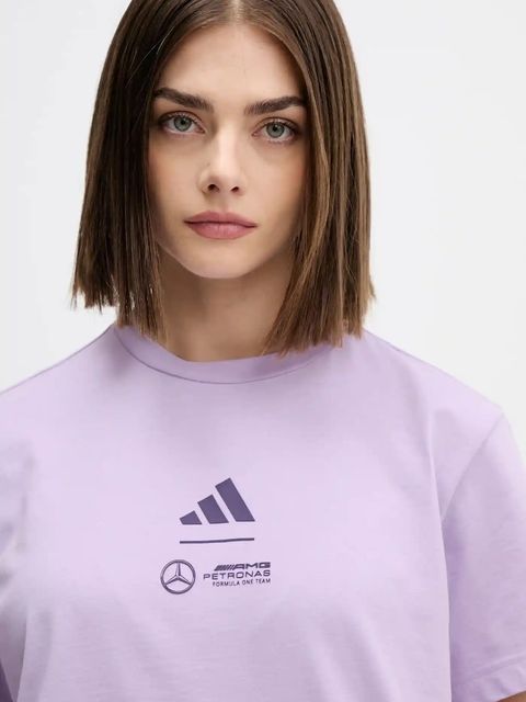 adidas t-shirt bawełniany x Mercedes damski kolor fioletowy JX8816 - zdjęcie produktu nr 2