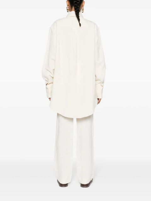 JW Anderson logo-stripe cotton blend shirt - Neutrals