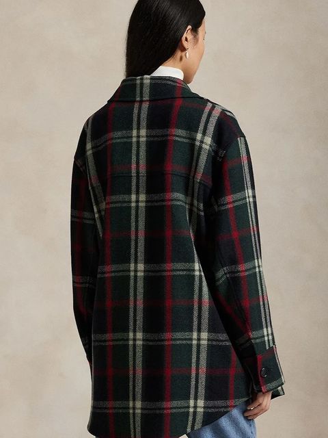 Polo Ralph Lauren koszula z dodatkiem wełny Woven Sport damska kolor zielony relaxed z kołnierzykiem klasycznym 211971524