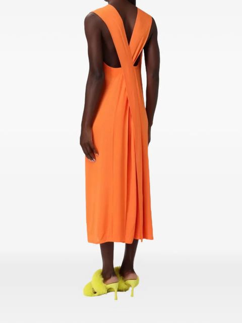 Moschino V-neck sleeveless midi dress - Orange
