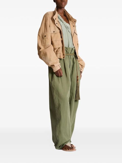 Balmain pocket suede bomber jacket - Neutrals