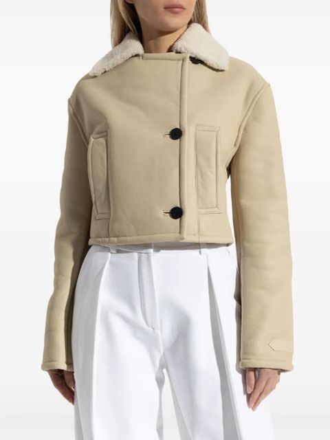 Jacquemus double-breasted shearling jacket - Neutrals