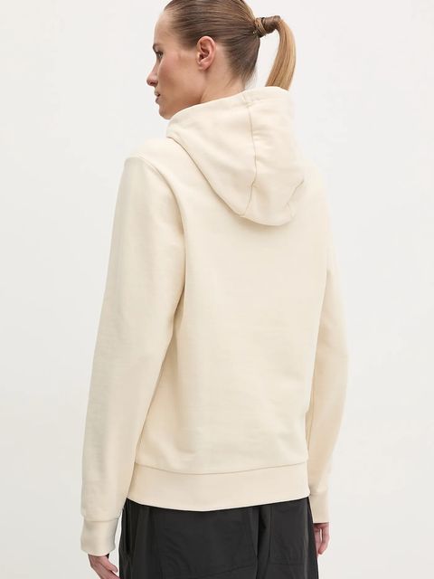 Helly Hansen bluza bawełniana HH LOGO 2.0 damska kolor beżowy z kapturem z nadrukiem 34460