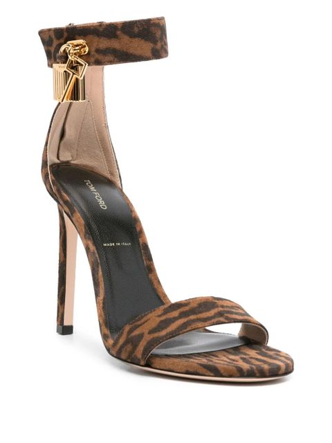 TOM FORD 105mm padlock-detail leopard-print sandals - Brown - zdjęcie produktu nr 2