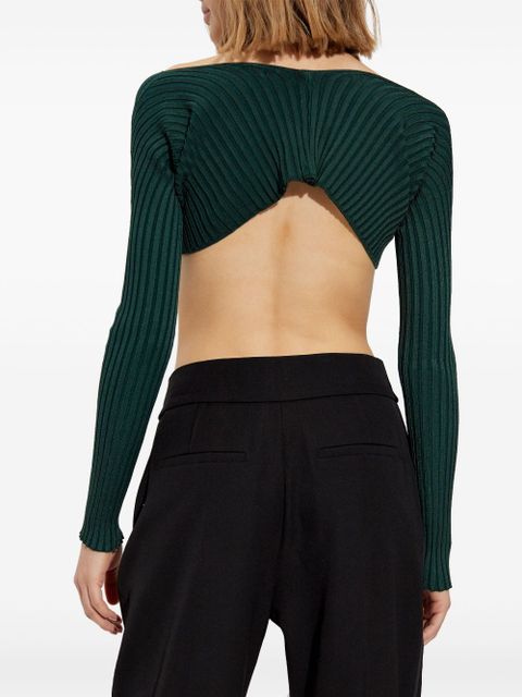 Jacquemus logo-lettering cardigan - Green