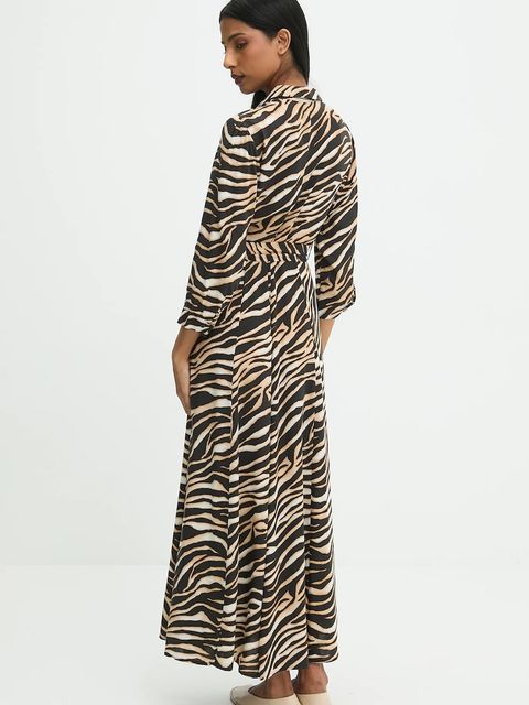 Answear.LAB sukienka kolor brązowy maxi prosta