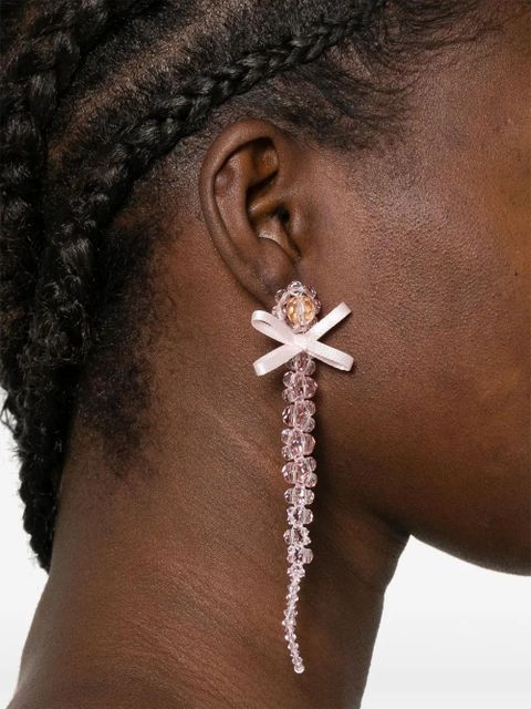 Simone Rocha crystal-beaded bow earrings - Pink