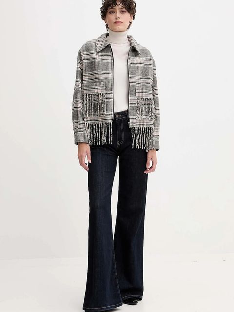 Pepe Jeans kurtka z dodatkiem wełny kolor szary przejściowa PL4024341