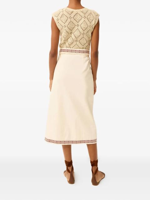 Marie Oliver embroidered wrap skirt - Neutrals