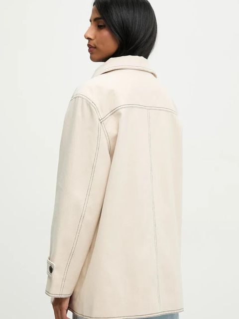 Answear.LAB kurtka koszulowa bawełniana kolor beżowy przejściowa