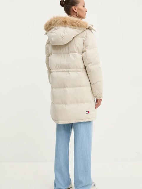 Tommy Jeans kurtka puchowa damska kolor beżowy zimowa DW0DW18821