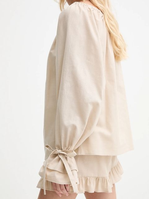 The Sleeper bluzka lniana damska kolor beżowy gładka CHBL06P017N