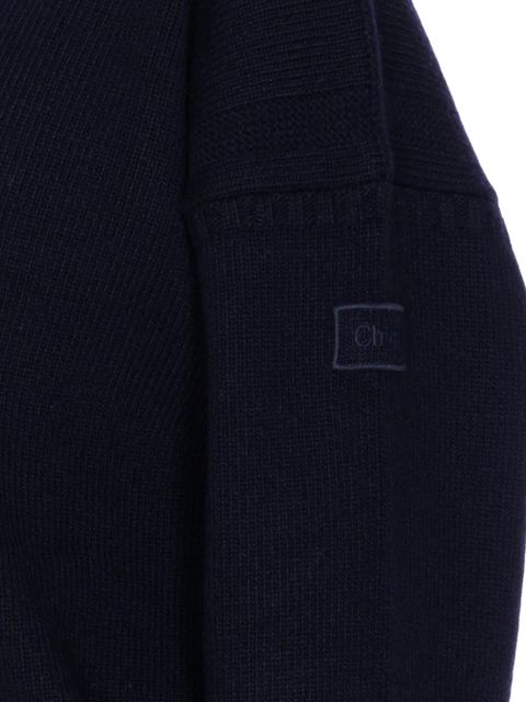 Chloé crew-neck patch-logo sweater - Blue - zdjęcie produktu nr 2