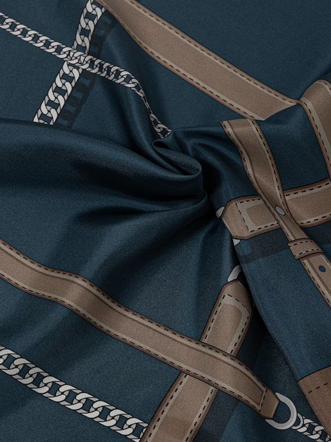 BOSS apaszka jedwabna Lainy kolor granatowy wzorzysta 50536118