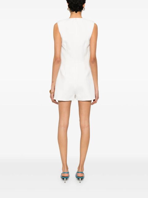 Self-Portrait brooch-detail playsuit - White