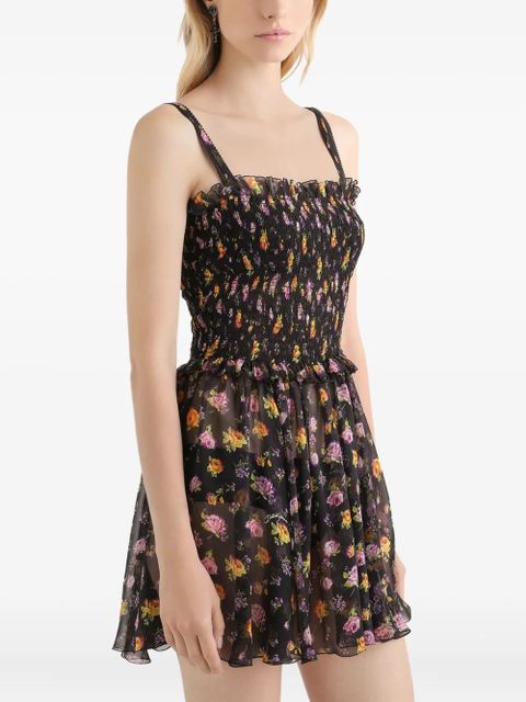 Dolce & Gabbana ruffled floral mini dress - Black