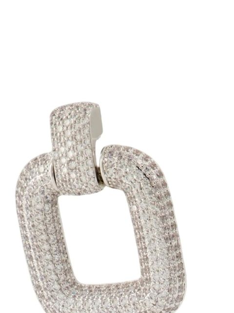 Self-Portrait crystal square earrings - Silver