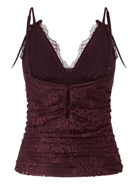 PINKO lace-overlay ruched tank top - Purple - zdjęcie produktu nr 2