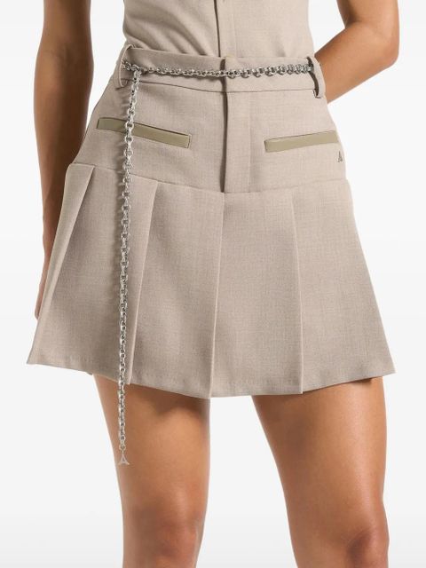 Manière De Voir Elise pleated chain-belt tailored skort - Neutrals