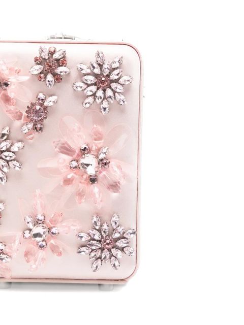 Self-Portrait mirco floral-embellished tote bag - Pink