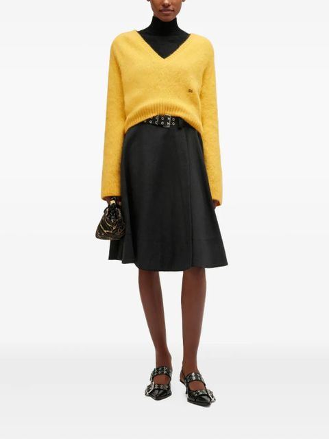 GANNI V-neck ribbed sweater - Yellow
