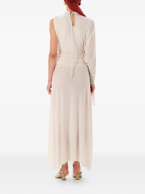 MANURÍ Didi one-sleeve ruffled dress - Neutrals
