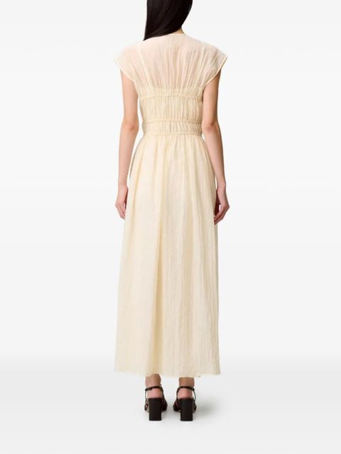 Claudie Pierlot tie-detail gathered maxi dress - Neutrals