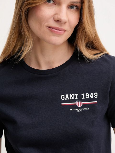 Gant t-shirt bawełniany damski kolor granatowy 4201554