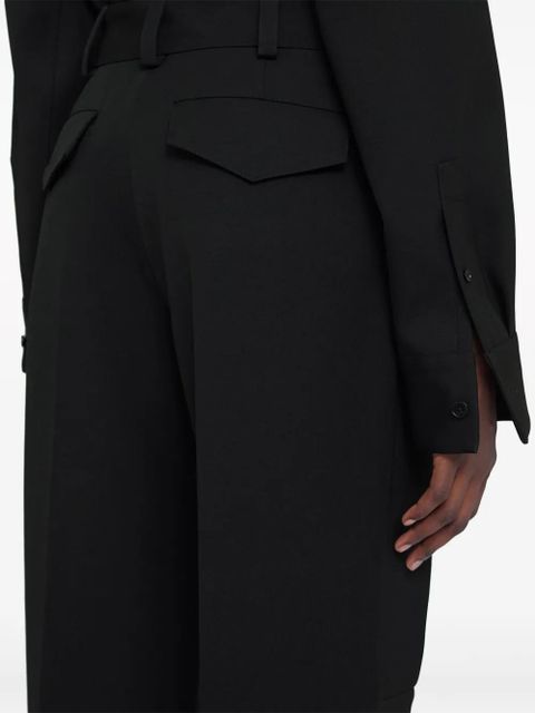 Jil Sander belted wool wide-leg trousers - Black