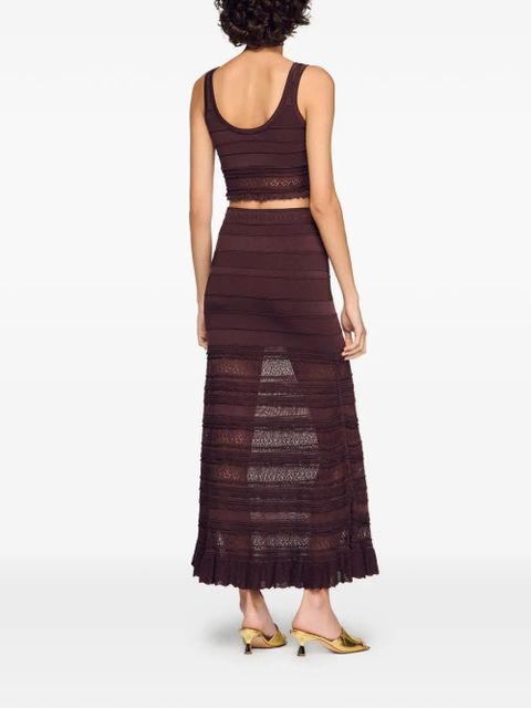 SANDRO lace crop top - Brown