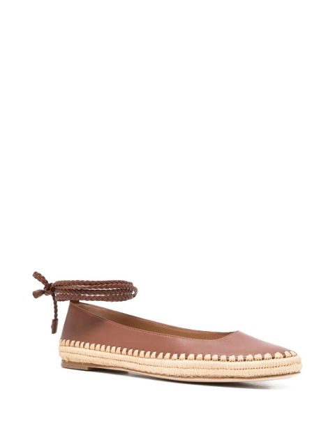 Max Mara braided-trim leather ballet flats - Brown - zdjęcie produktu nr 2