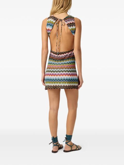 Missoni zigzag-patten knitted mini dress - Blue