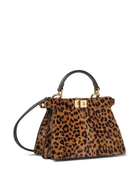 FENDI petite Peekaboo ISeeU leopard-print tote bag - Brown - zdjęcie produktu nr 2