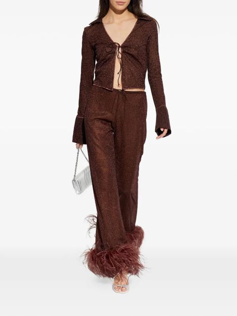 Oséree plumage feather-trim trousers - Brown - zdjęcie produktu nr 2