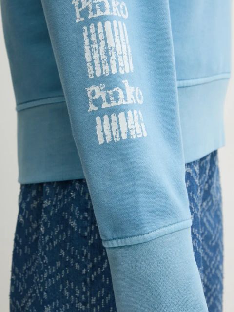 Pinko bluza bawełniana damska kolor niebieski z nadrukiem 104618 A2CV