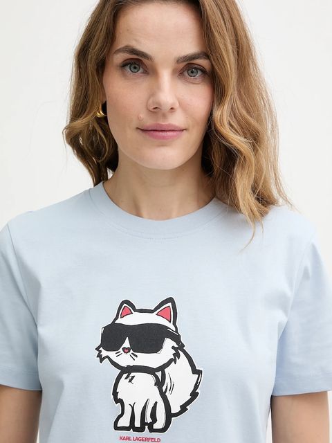 Karl Lagerfeld t-shirt bawełniany damski kolor niebieski A1W17128